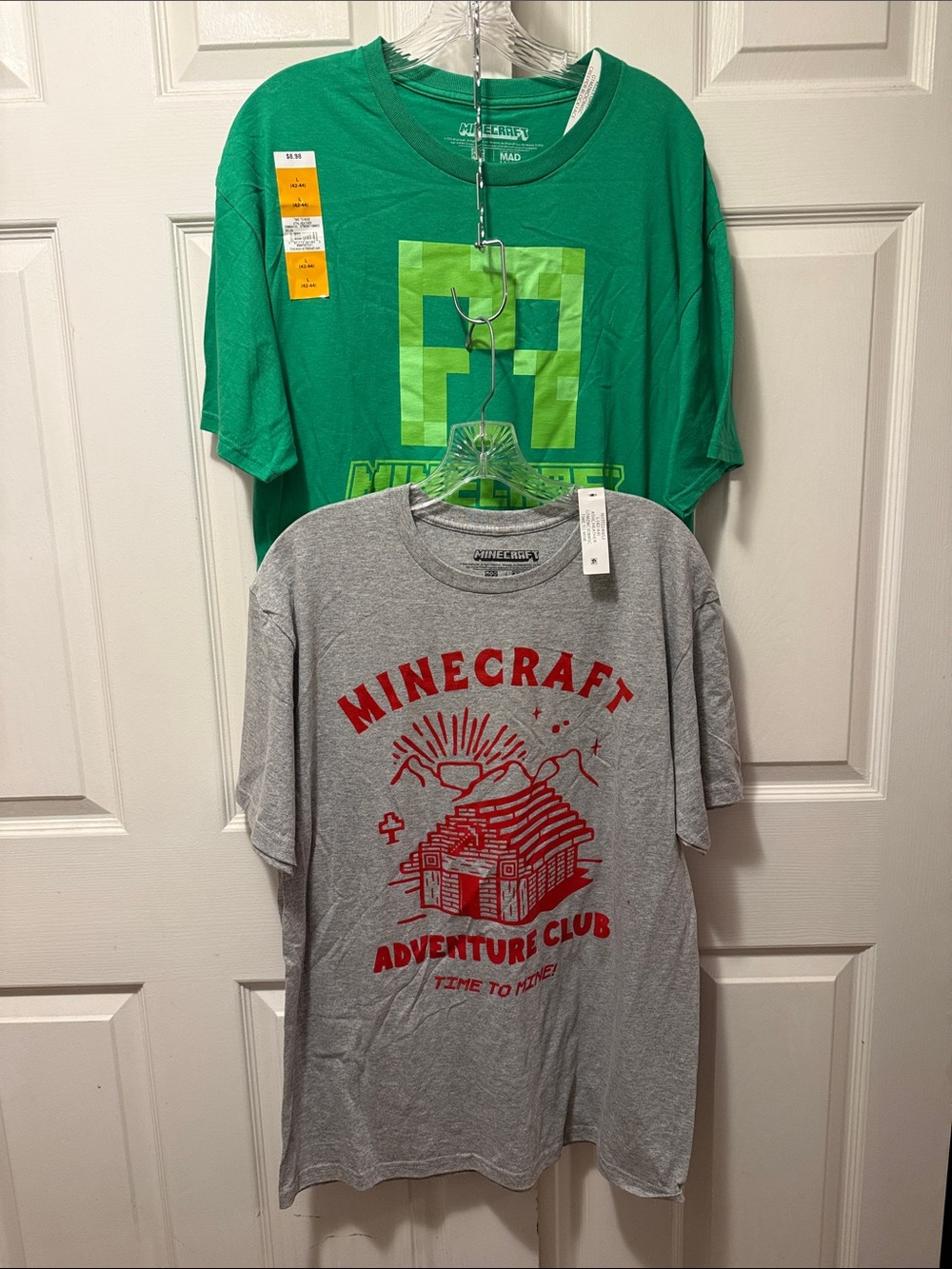 Minecraft Men's T-Shirt Bundle  - Gray with Red Adventure Club and Green Creeper